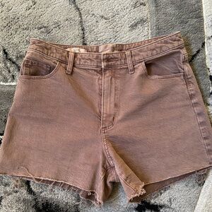 Brown Denim Cutoff Shorts